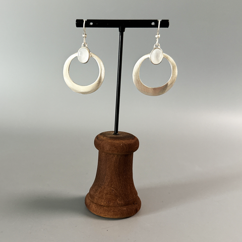 Earrings, Mother of Pearl Hoop Cab on Wires