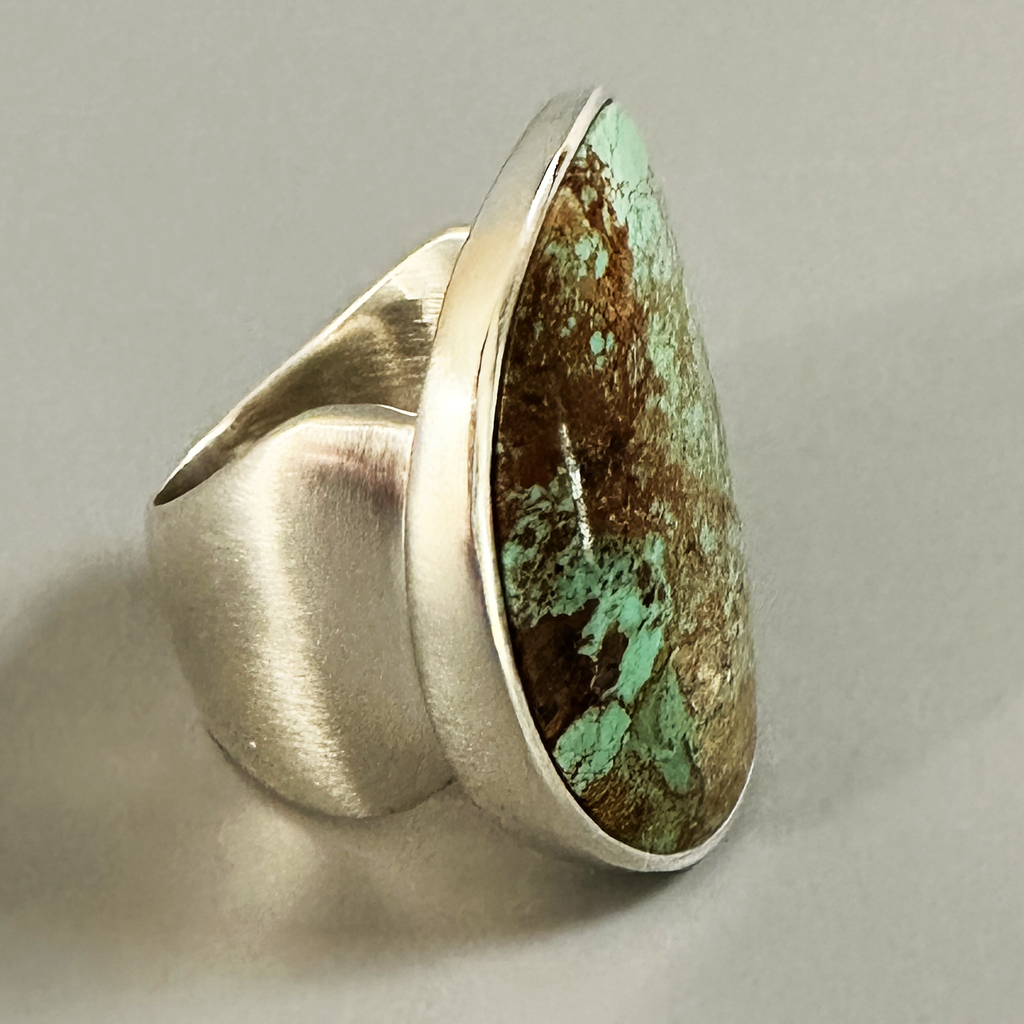 Saddle Rings, Tyrone Turquoise in Sterling