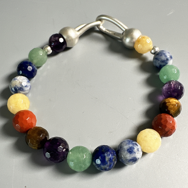 Bracelets,  7 Chakra Beads in Sterling