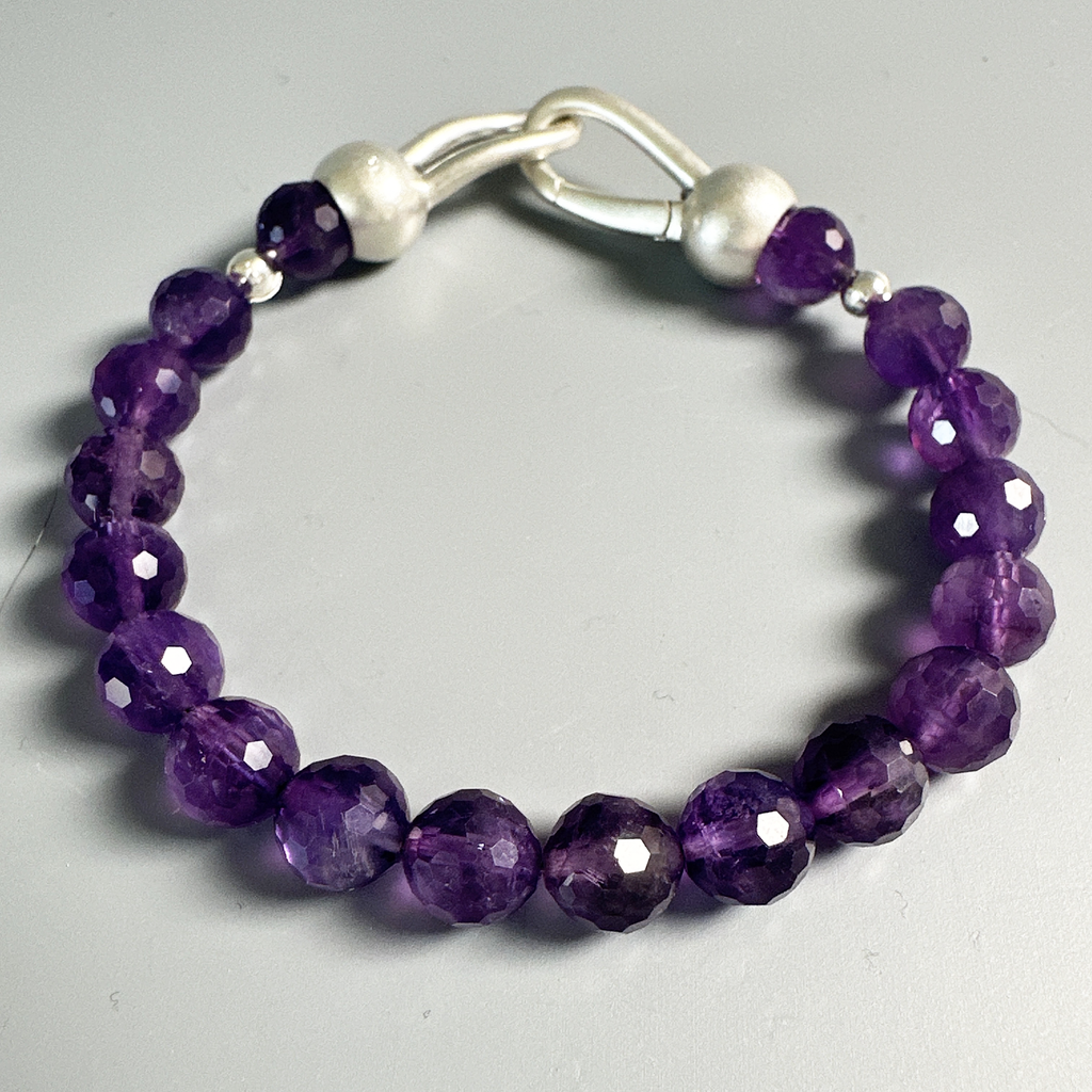 Bracelets,  Amethyst Beads in Sterling