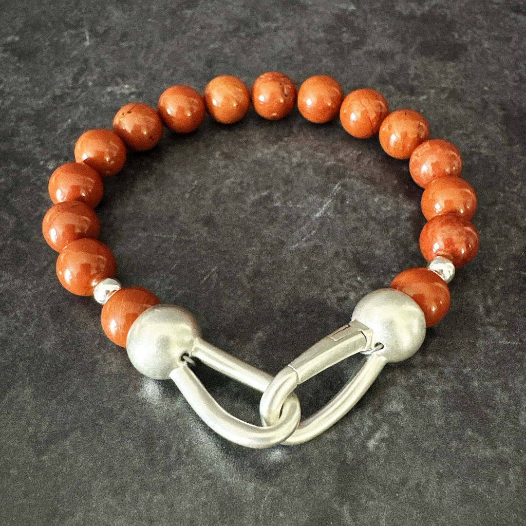 Bracelets, Spirit Beads Red Jasper in Sterling